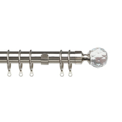 Pristine Extendable Curtain Crystal Pole 25-28mm Diameter (Satin Silver, 120-210cm Length)