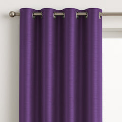 Faux Silk Eyelet Fully Lined Curtains (Aubergine )