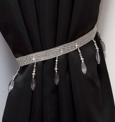 Crystal Beaded Curtain Tie Back (Silver)