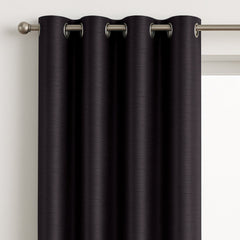 Faux Silk Eyelet Fully Lined Curtains (Black)