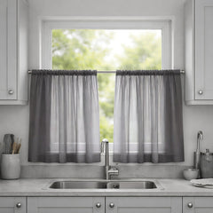 Lucy Pair Voile Slot Top Cafe Curtain Panels