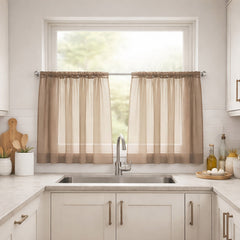 Lucy Pair Voile Slot Top Cafe Curtain Panels