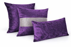 Crushed Velvet Fully Lined Ready Made Eyelet Curtains (Aubergine)