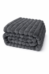Ribbed Extra Thick Soft Faux Fur Throw (Grey)