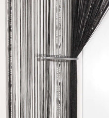 Dew Drop Beaded Chain String Curtain Panel (Black)