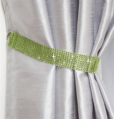 Pair Of Diamante Crystal Tie Backs (Green)