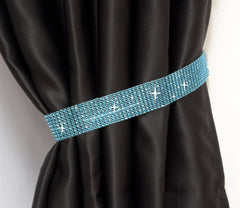 Pair Of Diamante Crystal Tie Backs (Teal)