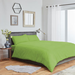 Plain Duvet Cover Bedding Set With Pillowcase (Lime)