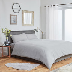 Plain Duvet Cover Bedding Set With Pillowcase (Silver)