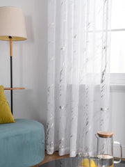 Elyse Marble Design Eyelet Voile Panel With Silver Foil