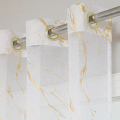 Elyse Marble Design Eyelet Voile Panel With Gold Foil