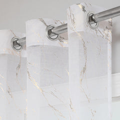 Elyse Marble Design Eyelet Voile Panel With Silver Foil