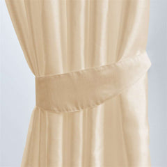 Faux Silk Pencil Pleat Fully Lined Curtains (Cream)