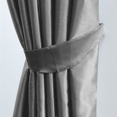 Faux Silk Pencil Pleat Fully Lined Curtains (Grey)