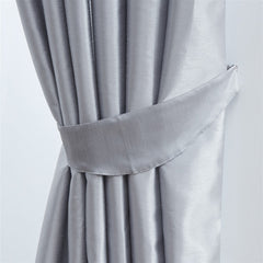 Faux Silk Pencil Pleat Fully Lined Curtains (Silver)