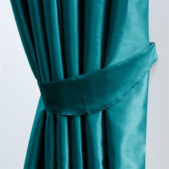 Faux Silk Pencil Pleat Fully Lined Curtains (Teal)