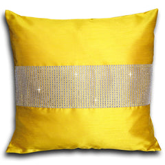 Faux Silk Pencil Pleat Fully Lined Curtains (Yellow)