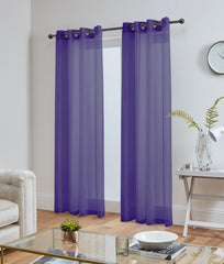 Lucy Pair Eyelet Ring Top Voile Panel (Aubergine)