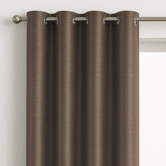 Faux Silk Eyelet Fully Lined Curtains (Mocha)