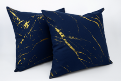 Elyse Navy Thermal Blackout Eyelet Curtains With Gold Foil (Navy)