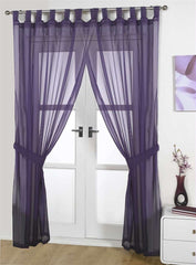 Opaque Pair Tab Top Voile Panels (Aubergine)