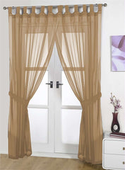 Opaque Pair Tab Top Voile Panels (Latte)