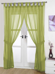 Opaque Pair Tab Top Voile Panels (Lime)