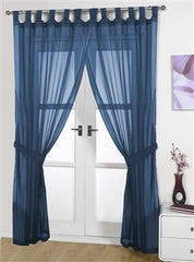 Opaque Pair Tab Top Voile Panels (Navy)