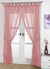 Opaque Pair Tab Top Voile Panels (Pink)