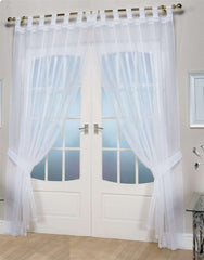 Opaque Pair Tab Top Voile Panels (White)