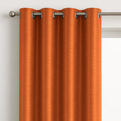 Faux Silk Eyelet Fully Lined Curtains (Orange)