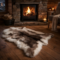 Faux Reindeer Hide Fur Rug – Natural Nordic (90cm x 115cm)
