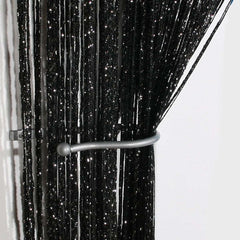 Jazz Large Size Glitter String Curtain Panel Black (3m Wide x 3m Drop)