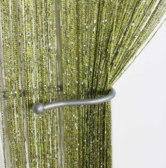 Jazz Large Size Glitter String Curtain Panel Lime (3m Wide x 3m Drop)