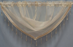 Beaded Voile Swags (Cream)