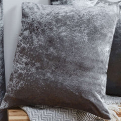 Crushed Velvet Fully Lined Ready Made Eyelet Curtains (Dark Grey)