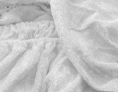 Crushed Velvet Elasticated Divan Bed Valance (White)