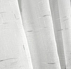 Celeste Voile Eyelet Curtain Panel - Elegant Metallic Silver Threads (White)
