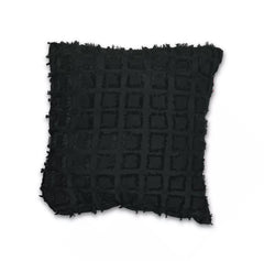 Elsa Square Fur Fabric Lined Eyelet Curtains (Black)
