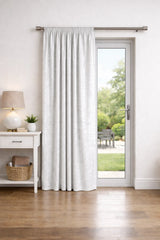 Crushed Velvet Fully Lined Ready Made Pencil Pleat Curtains (White)