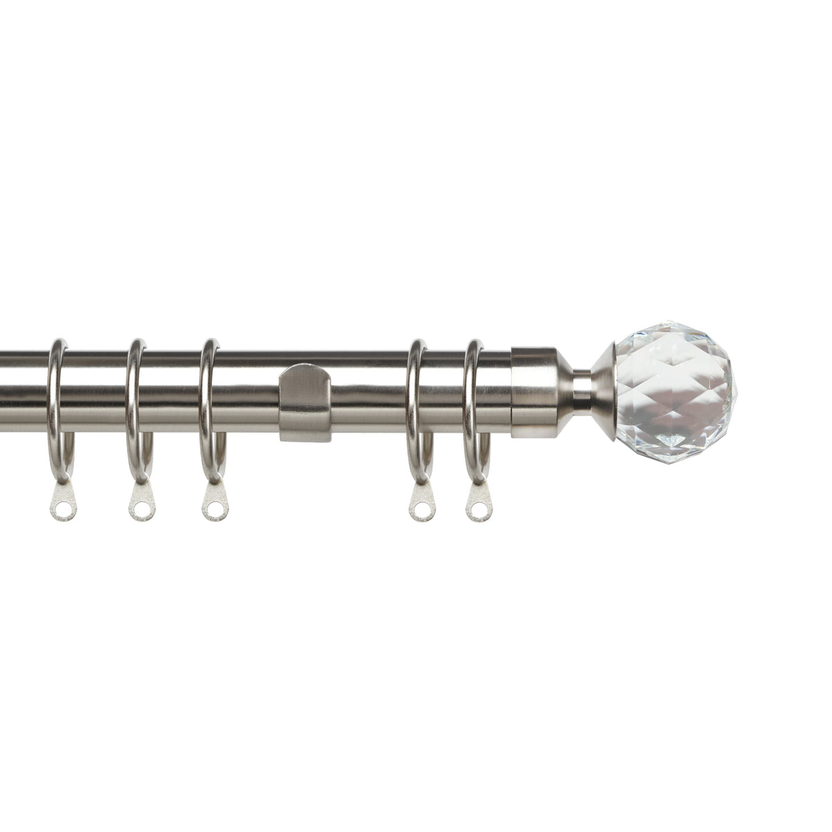 Pristine Extendable Curtain Crystal Pole 25-28mm Diameter (Satin Silver, 120-210cm Length)