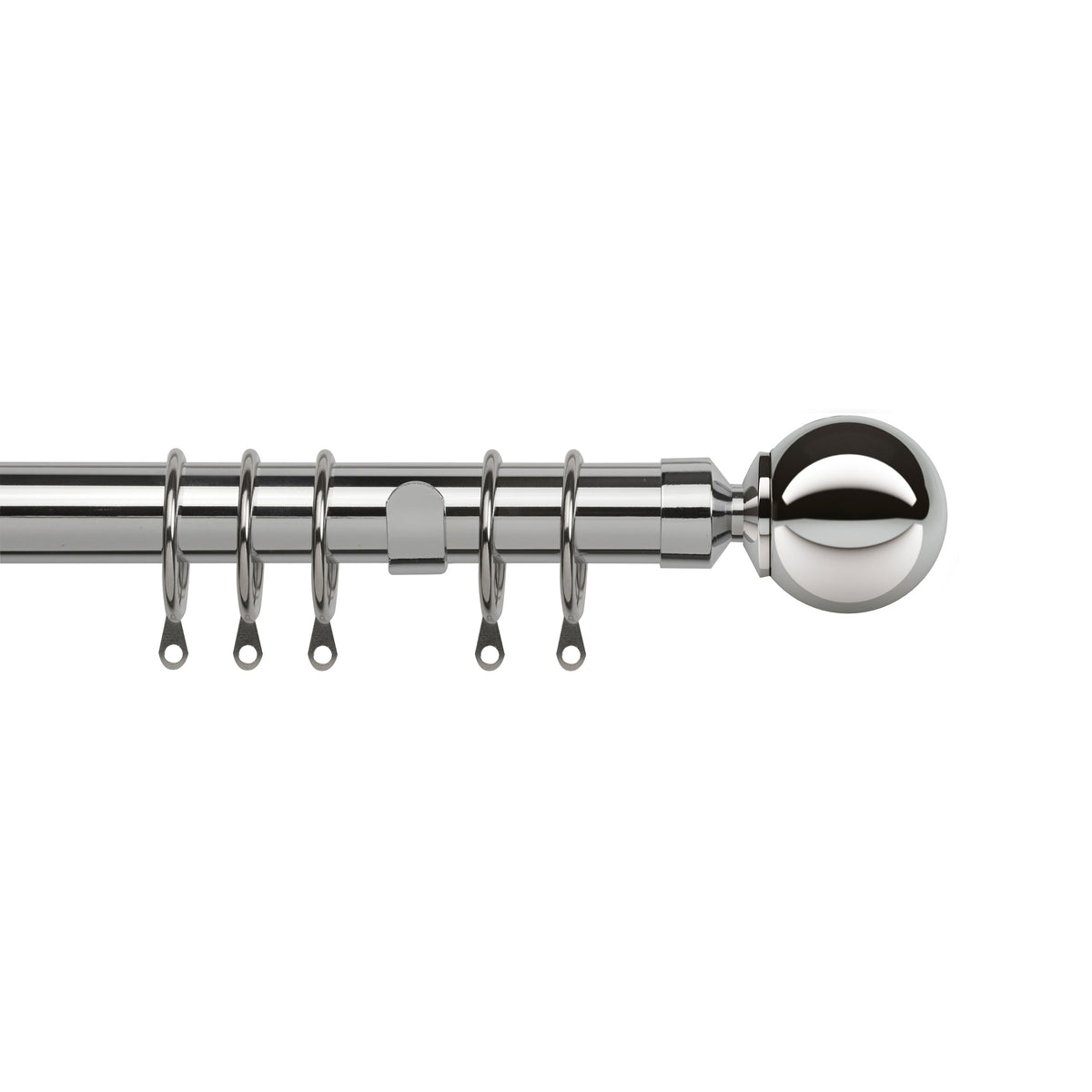 Pristine Extendable Curtain Ball Pole 25-28mm Diameter (Chrome, 120-210cm Length)