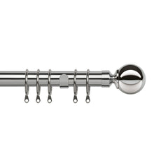 Pristine Extendable Curtain Ball Pole 25-28mm Diameter (Chrome, 120-210cm Length)