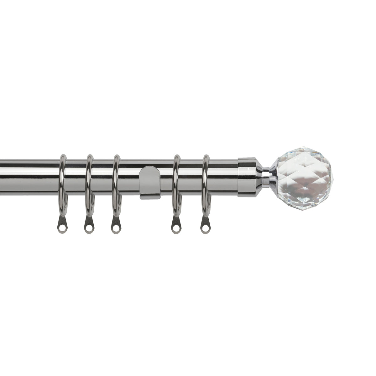 Pristine Extendable Curtain Crystal Pole 25-28mm Diameter (Chrome, 120-210cm Length)