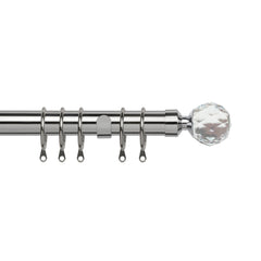 Pristine Extendable Curtain Crystal Pole 25-28mm Diameter (Chrome, 120-210cm Length)