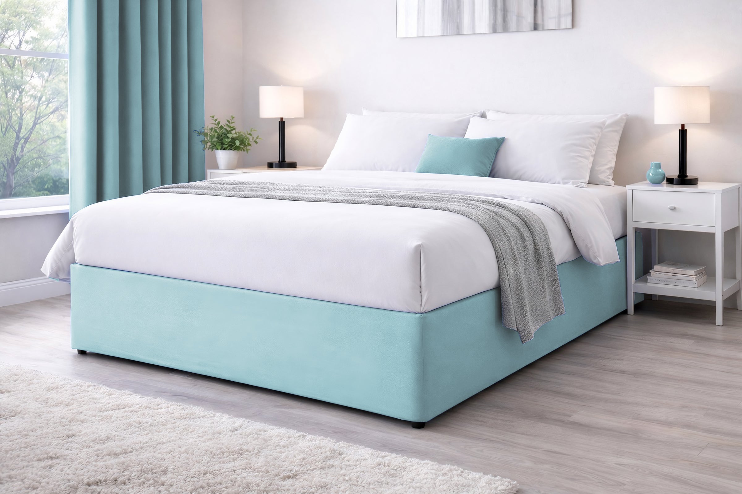 Elasticated Divan Bed Valance (Aqua)