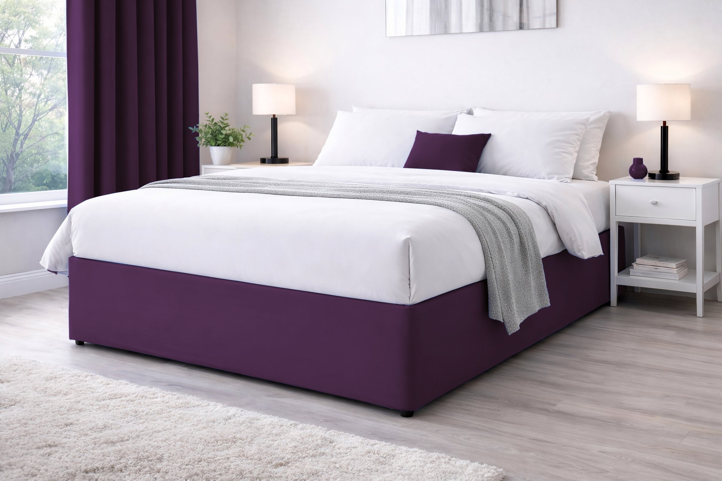 Elasticated Divan Bed Valance (Aubergine)