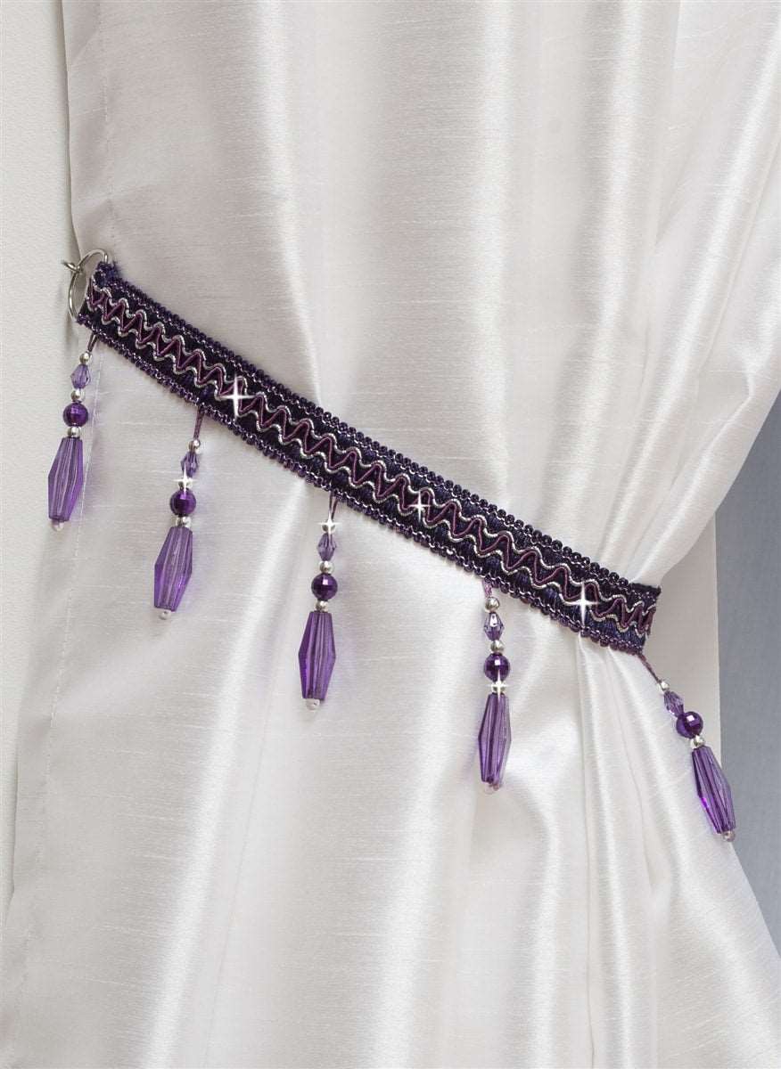 Crystal Beaded Curtain Tie Back (Aubergine)