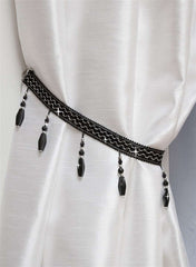 Crystal Beaded Curtain Tie Back (Black)