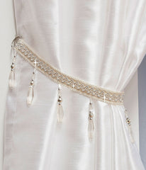 Crystal Beaded Curtain Tie Back (Cream)